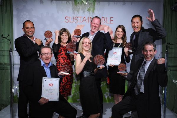 Trent Yeo with other award winners at the Sustainable 60 awards function in Auckland.